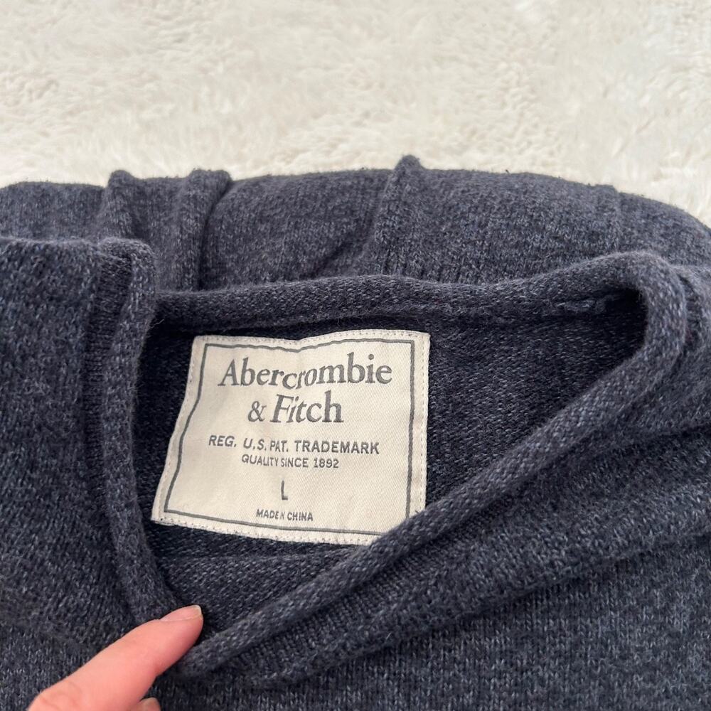 Abercrombie & Fitch Vintage Y2K Mens Blue Knit Crewneck Sweater Muscle Fit Large - Picture 6 of 7